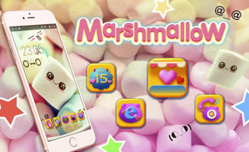 اسکرین شات برنامه Cute Marshmallow cartoon Theme for android free 5