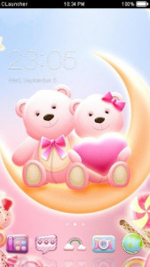 اسکرین شات برنامه Cute Bear love  honey with Pink hearts DIY Theme 1