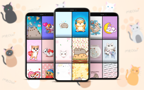 اسکرین شات 1 برنامه Cat Kawaii Wallpapers