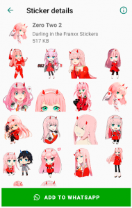 اسکرین شات برنامه Darling in the Franxx Stickers for WhatsApp 2