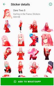 اسکرین شات برنامه Darling in the Franxx Stickers for WhatsApp 5