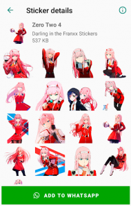 اسکرین شات برنامه Darling in the Franxx Stickers for WhatsApp 4