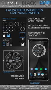 اسکرین شات برنامه Classic Black HD WatchFace Widget & Live Wallpaper 2