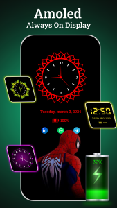 اسکرین شات 1 برنامه Always on display clock widget