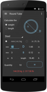 اسکرین شات برنامه Steel Weight Calculator 3