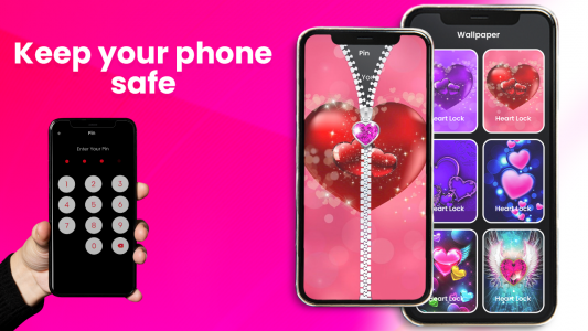 اسکرین شات برنامه Heart Zipper Lock Screen 1