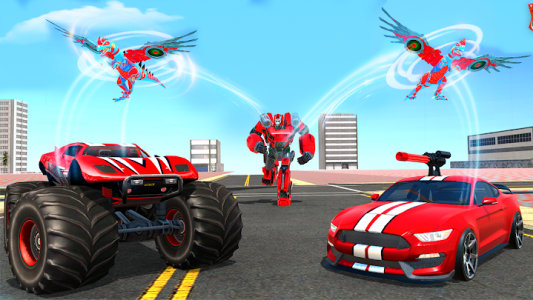 اسکرین شات برنامه Flying Dino Robot : Monster Truck Police Car Game 8