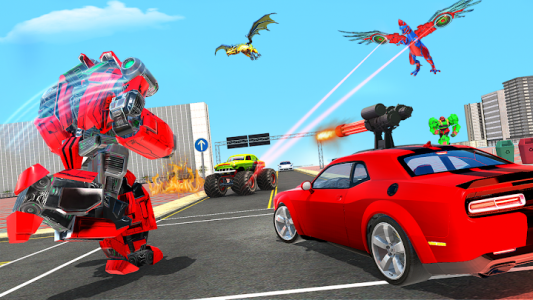 اسکرین شات برنامه Flying Dino Robot : Monster Truck Police Car Game 5