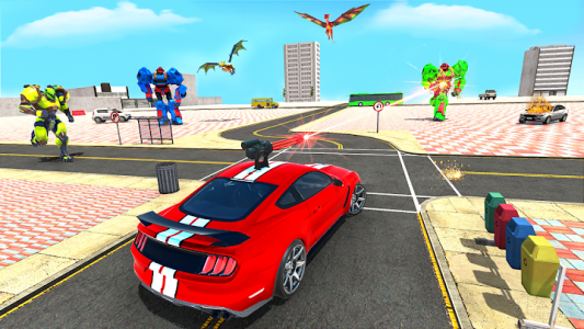 اسکرین شات برنامه Flying Dino Robot : Monster Truck Police Car Game 2