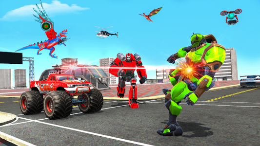 اسکرین شات برنامه Flying Dino Robot : Monster Truck Police Car Game 4