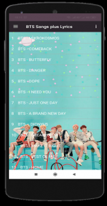 اسکرین شات برنامه BTS Songs Plus Lyrics - Offline 3