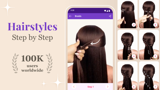 اسکرین شات 1 برنامه Step by Step Hairstyle App