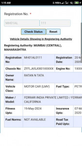 اسکرین شات برنامه Vehicle registration details 1
