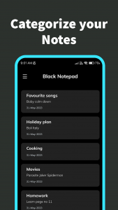 اسکرین شات برنامه Black Notepad- Notes with lock 6