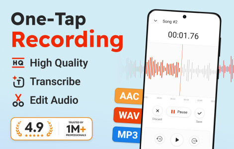 اسکرین شات 1 برنامه Voice Recorder Plus: Rec Sound