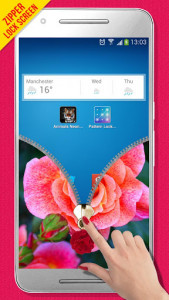 اسکرین شات برنامه Pink Rose Zipper Lock Screen 5