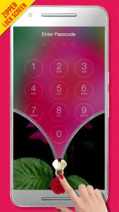اسکرین شات برنامه Pink Rose Zipper Lock Screen 2