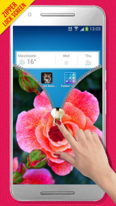 اسکرین شات برنامه Pink Rose Zipper Lock Screen 4