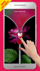 اسکرین شات برنامه Pink Rose Zipper Lock Screen 1
