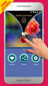 اسکرین شات 3 برنامه Pink Rose Zipper Lock Screen