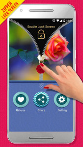اسکرین شات برنامه Pink Rose Zipper Lock Screen 3