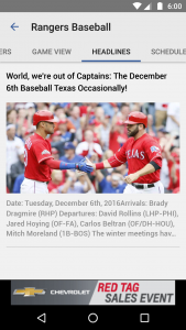 اسکرین شات 2 برنامه Baseball Texas - Rangers News