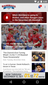 اسکرین شات برنامه Baseball Texas - Rangers News 1