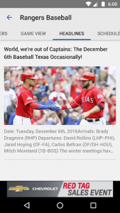 اسکرین شات برنامه Baseball Texas - Rangers News 2