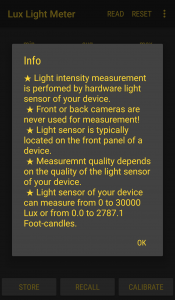 اسکرین شات برنامه Lux Light Meter Pro 3
