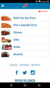 اسکرین شات برنامه Domino's Pizza 1