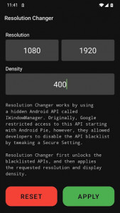 اسکرین شات برنامه Resolution Changer — Uses ADB 2