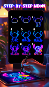 اسکرین شات 4 برنامه Neon Brush - Glow Draw & Paint