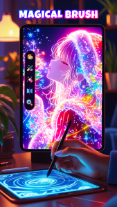 اسکرین شات 1 برنامه Neon Brush - Glow Draw & Paint