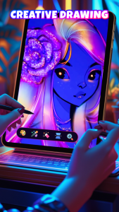 اسکرین شات 3 برنامه Neon Brush - Glow Draw & Paint