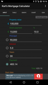 اسکرین شات برنامه Karl's Mortgage Calculator 1