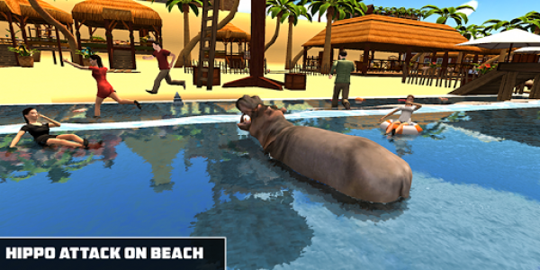 اسکرین شات برنامه Angry Hippo Attack Simulator-City & Beach Attack 1