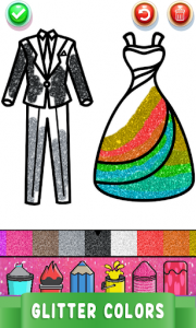 اسکرین شات برنامه Dresses Coloring Book Glitter 4