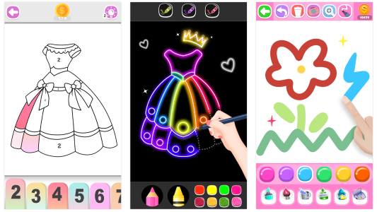 اسکرین شات 7 برنامه Dress Coloring Game Glitter