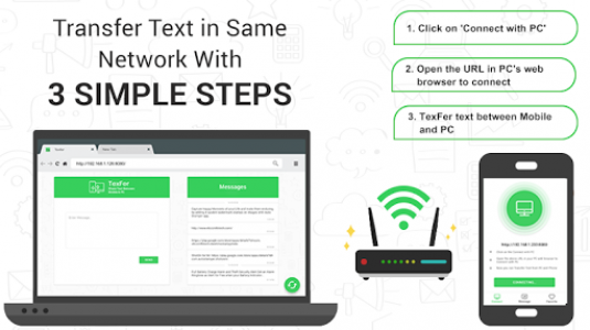 اسکرین شات برنامه TexFer: Free Text Transfer Between Mobile Desktop 1