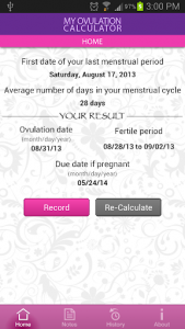 اسکرین شات برنامه My Ovulation Calculator 2
