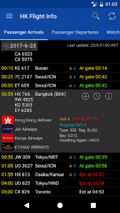 اسکرین شات برنامه Hong Kong Flight Info 1