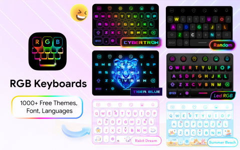 اسکرین شات 1 برنامه Neon Led Keyboard: Emoji, Font