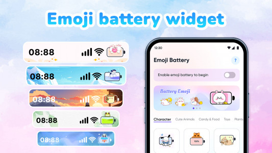 اسکرین شات 1 برنامه Emoji Battery: Status Bar