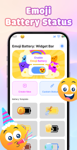 اسکرین شات 3 برنامه Emoji Battery: Widget Bar