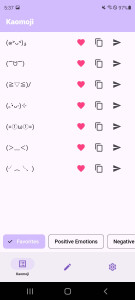 اسکرین شات برنامه Kaomoji - Japanese Emoticons 2