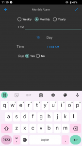 اسکرین شات برنامه Monthly Alarm (Weekly Yearly) 2