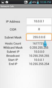 اسکرین شات برنامه Network IP  Calculator 2