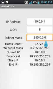 اسکرین شات برنامه Network IP  Calculator 2