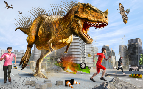 اسکرین شات 4 برنامه Angry Dinosaur City Rampage