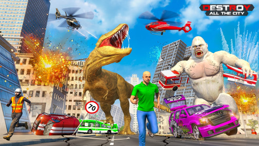 اسکرین شات 3 برنامه Angry Dinosaur City Rampage